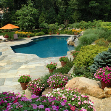 Swimming Pool With Pretty Gardens